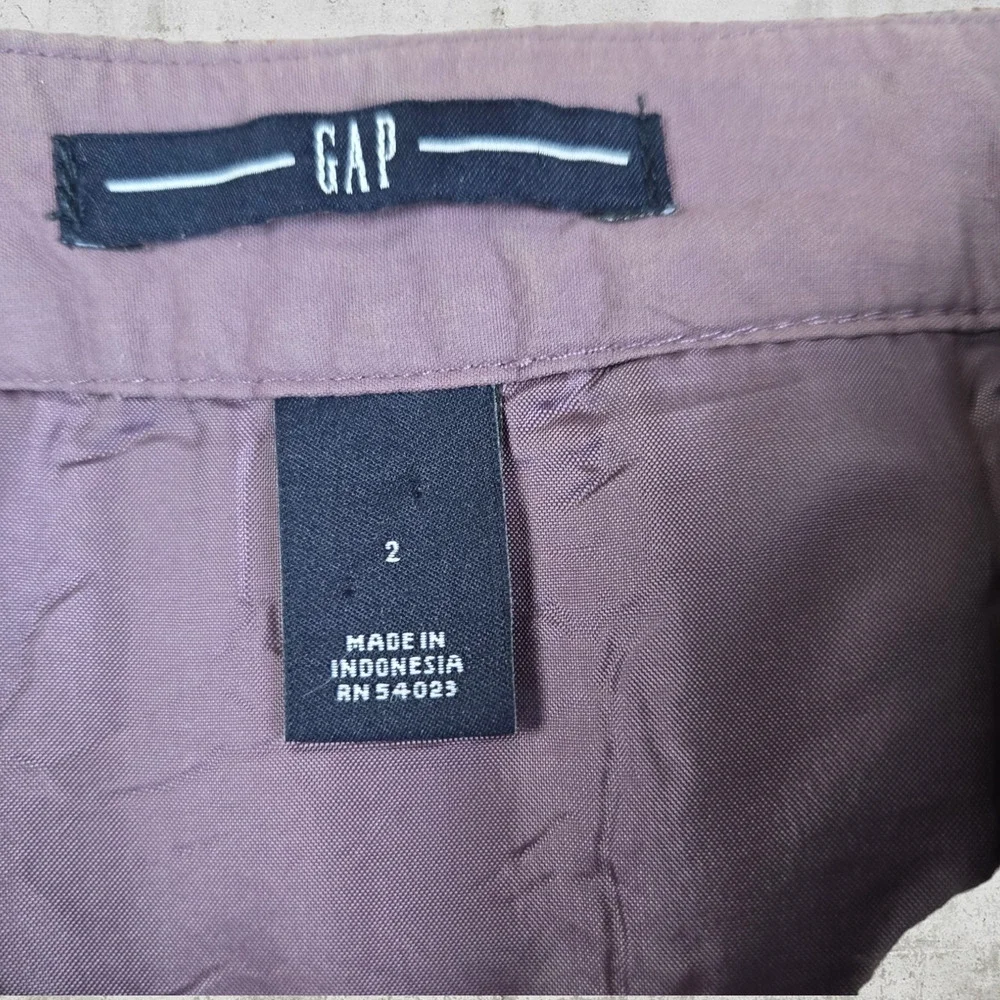 GAP Mauve Purple Herringbone Wool Pleated Flared Knee Length Skirt Size 2